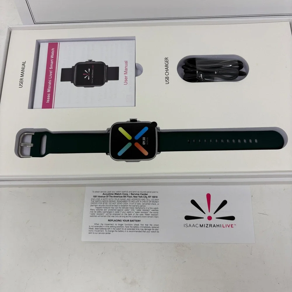 Isaac Mizrahi Live Smart Watch Dark Green Silicone Strap Digital Face IML Boxed